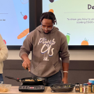 Makhi Jones gives a cooking demonstration